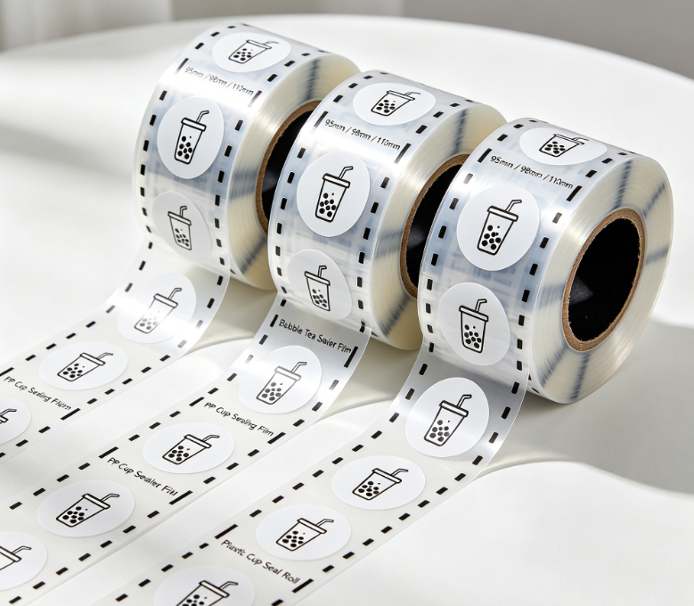 PP Cup Sealing Film Roll Custom Printed Bubble Tea Cup Seal Film 95/98/110mm
